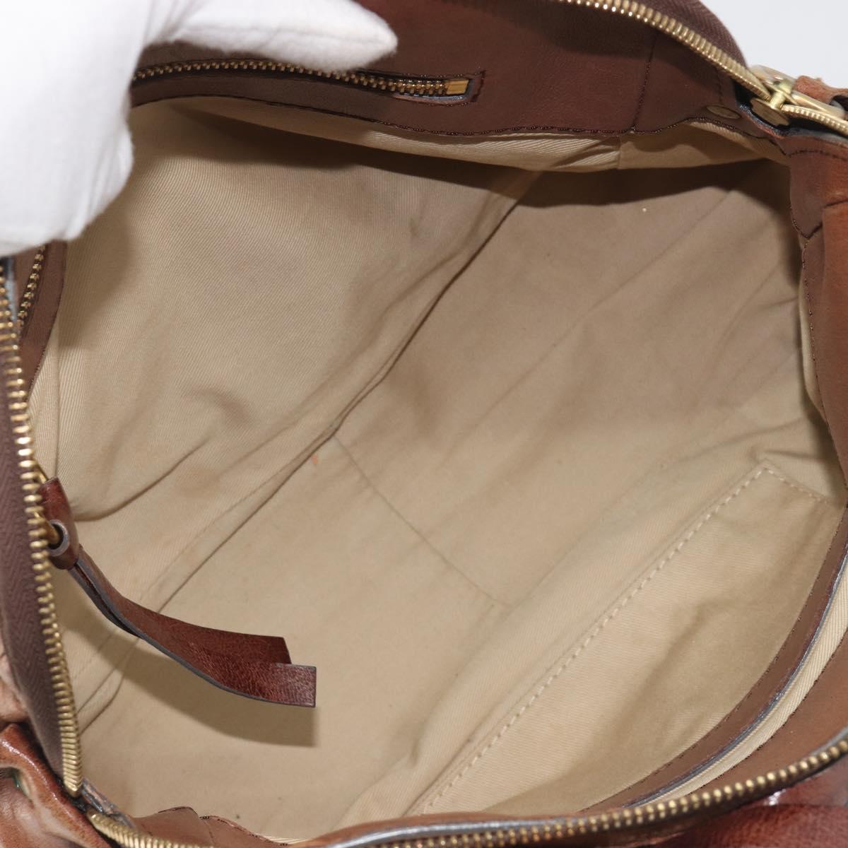 Chloe Hand Bag Leather Brown Gold Auth 198752
