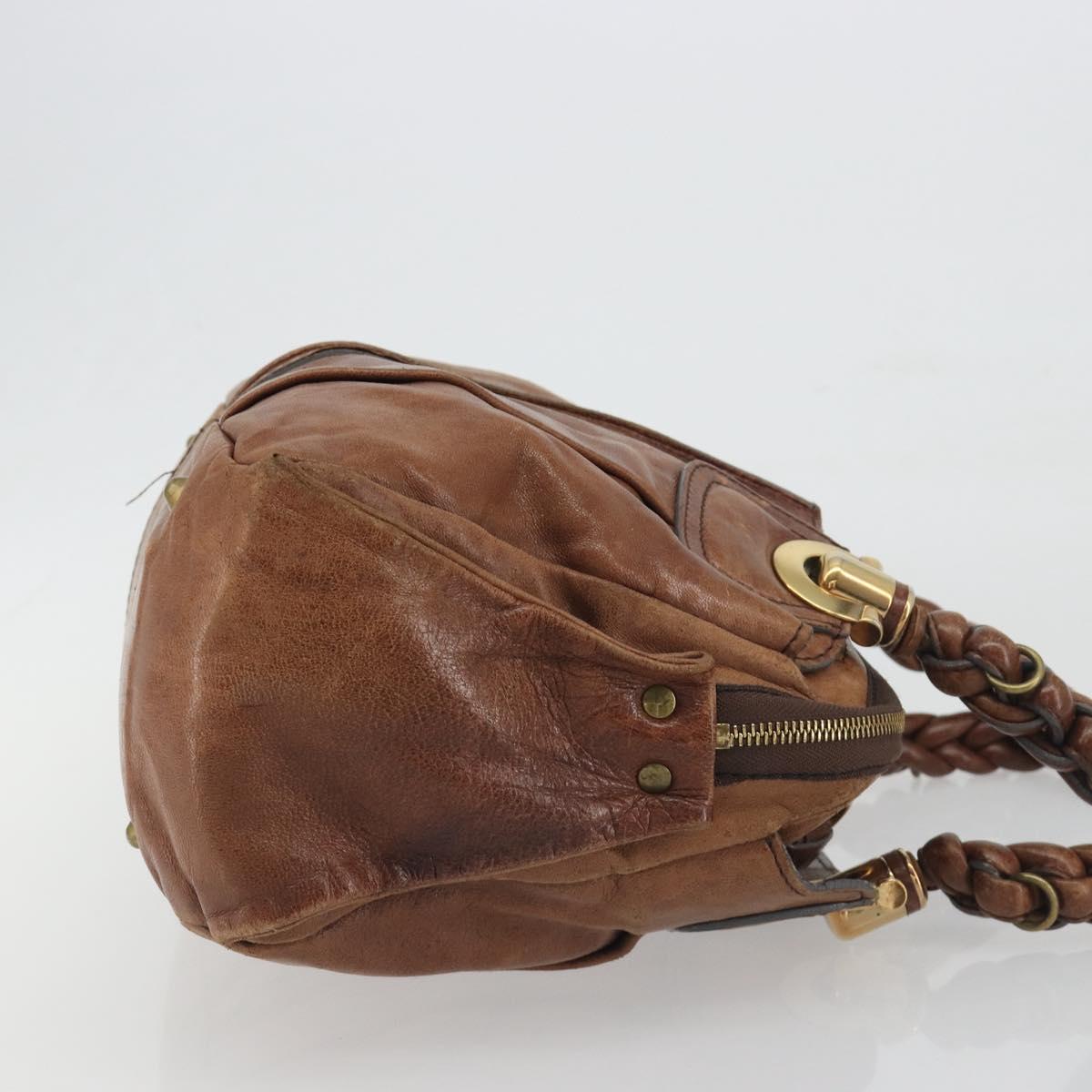 Chloe Hand Bag Leather Brown Gold Auth 198752