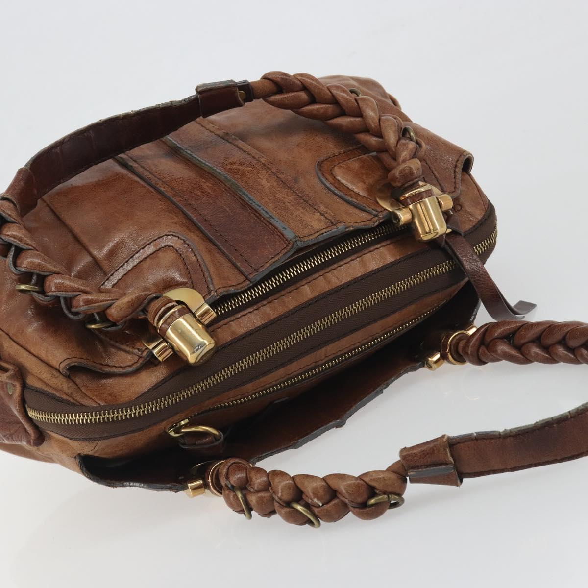 Chloe Hand Bag Leather Brown Gold Auth 198752