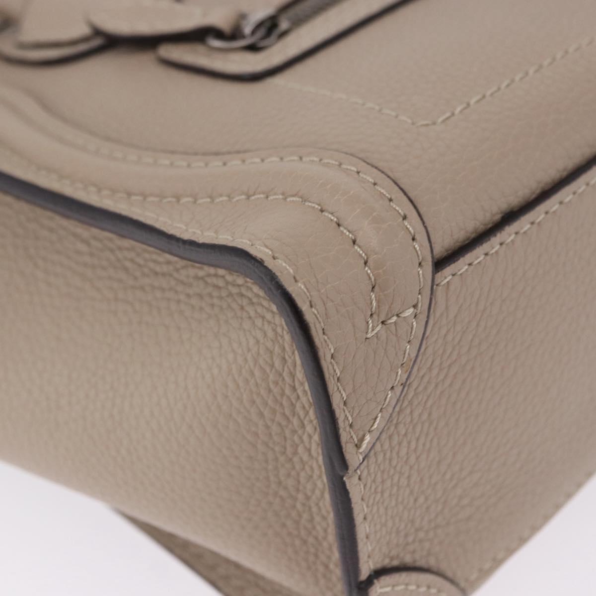 CELINE Luggage Nano Hand Bag Leather 2way Beige Auth 198753V