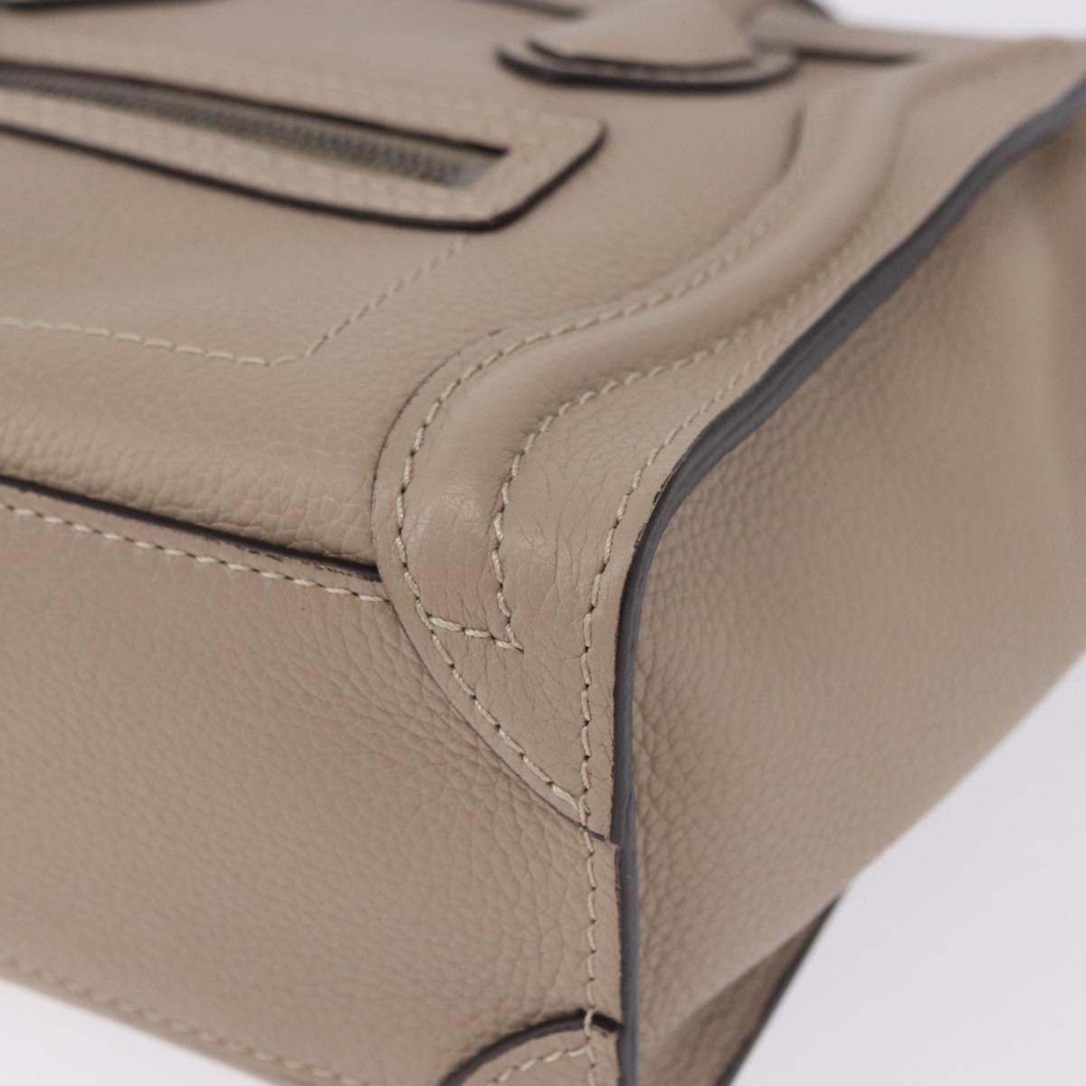 CELINE Luggage Nano Hand Bag Leather 2way Beige Auth 198753V