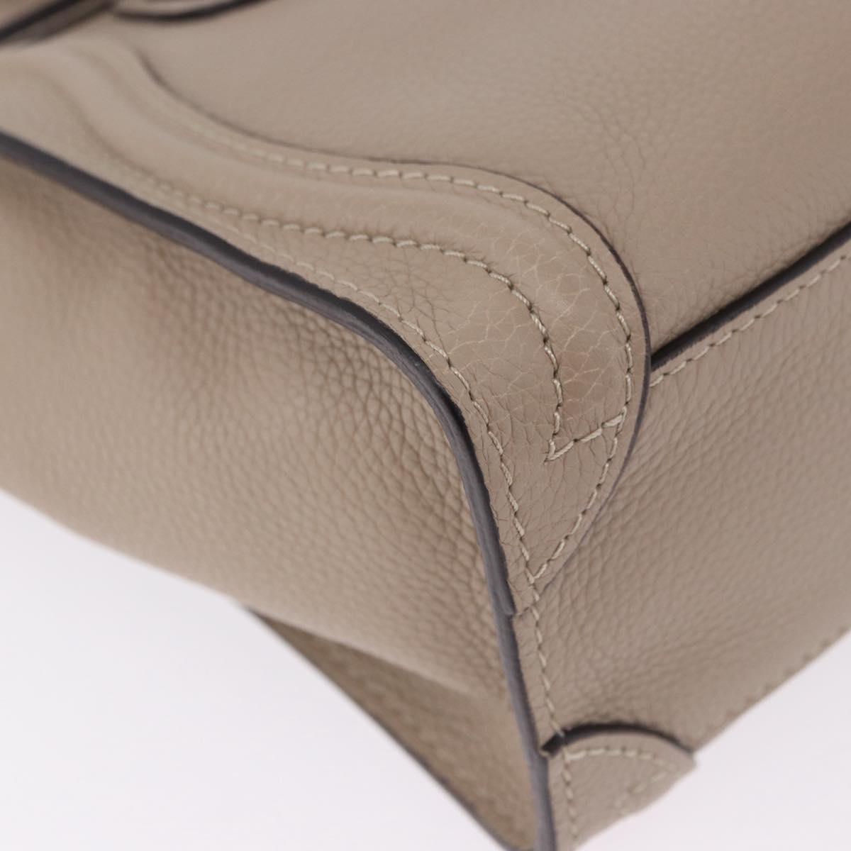 CELINE Luggage Nano Hand Bag Leather 2way Beige Auth 198753V
