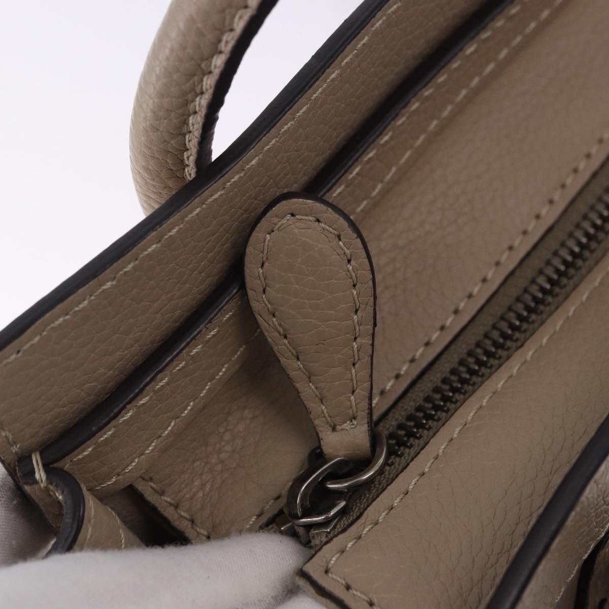 CELINE Luggage Nano Hand Bag Leather 2way Beige Auth 198753V