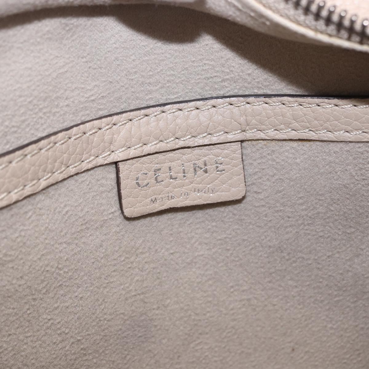 CELINE Luggage Nano Hand Bag Leather 2way Beige Auth 198753V