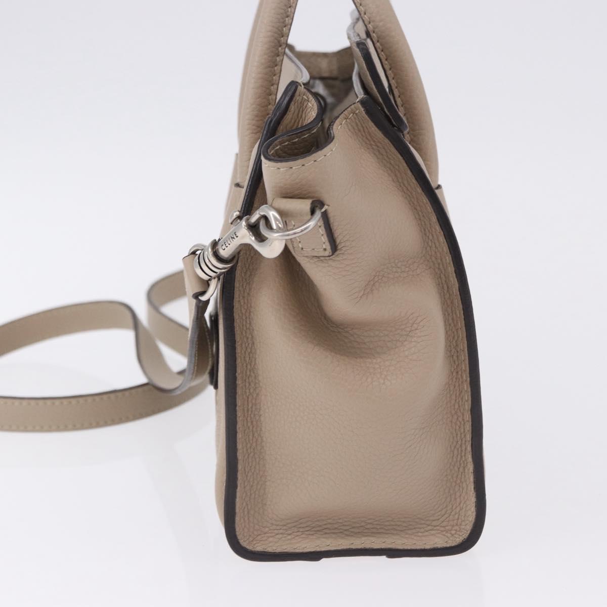CELINE Luggage Nano Hand Bag Leather 2way Beige Auth 198753V