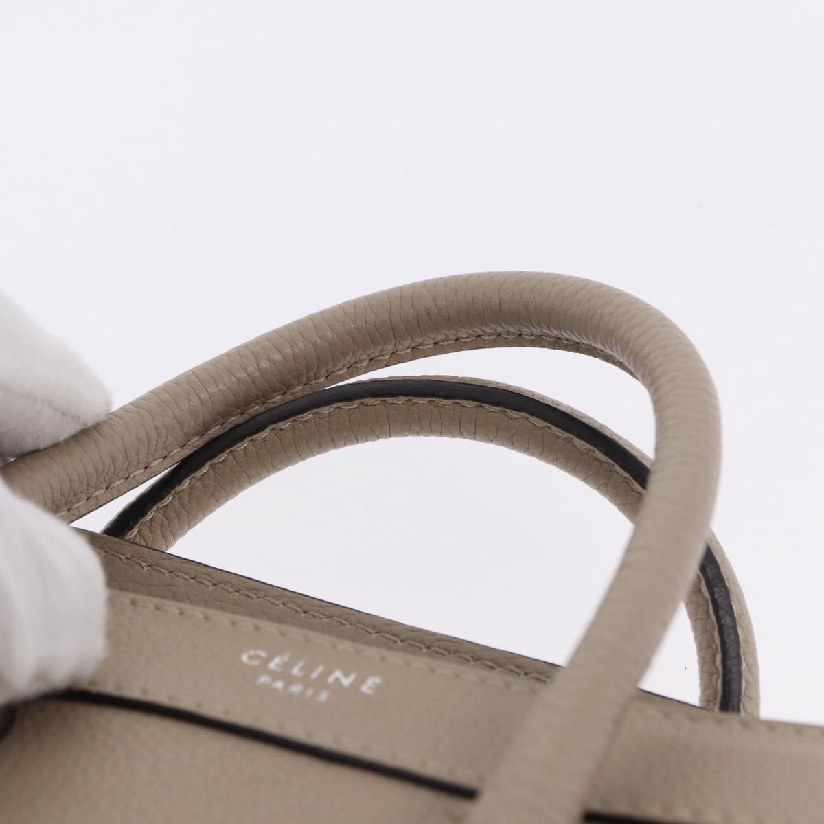 CELINE Luggage Nano Hand Bag Leather 2way Beige Auth 198753V