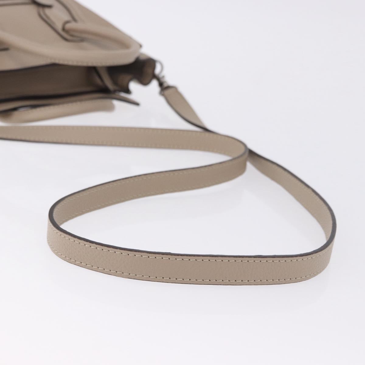 CELINE Luggage Nano Hand Bag Leather 2way Beige Auth 198753V