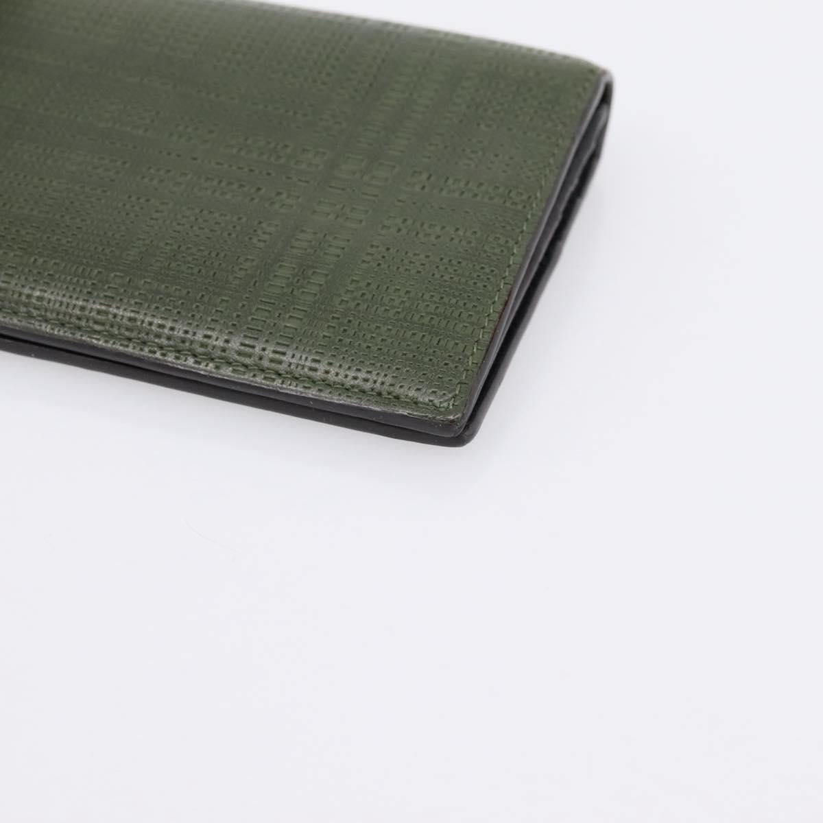 LOEWE Long Wallet Leather Green Silver Auth 198759A