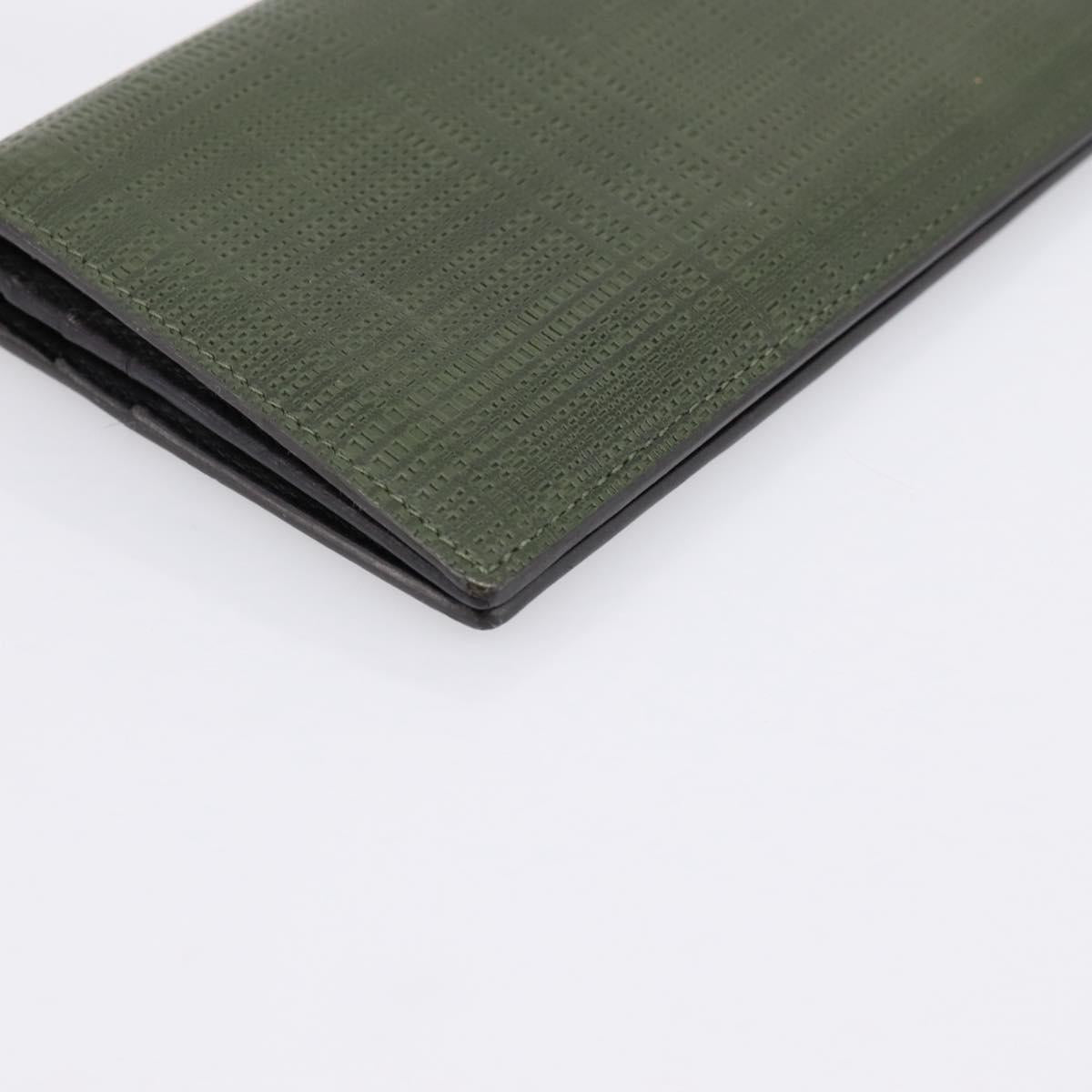 LOEWE Long Wallet Leather Green Silver Auth 198759A