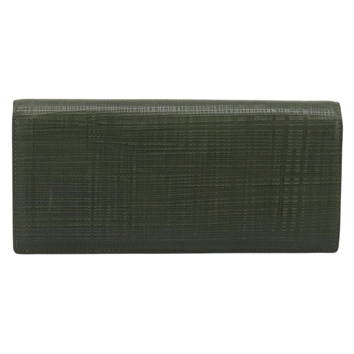 LOEWE Long Wallet Leather Green Silver Auth 198759A
