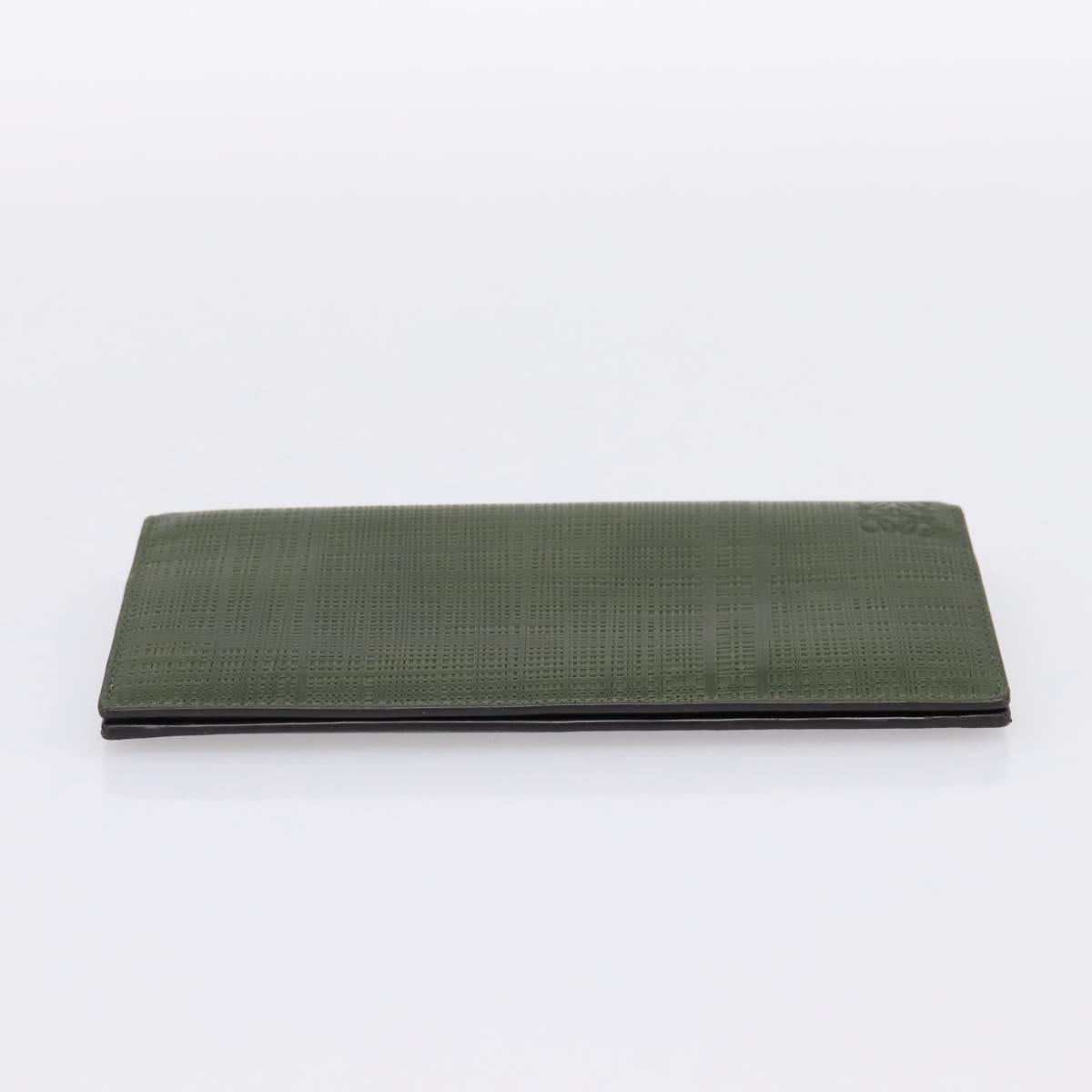 LOEWE Long Wallet Leather Green Silver Auth 198759A