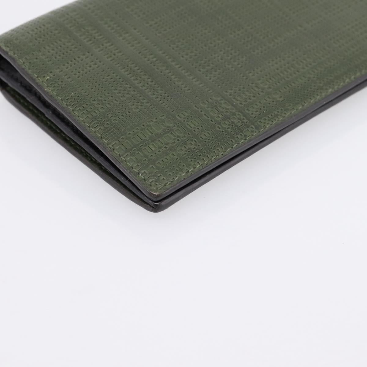 LOEWE Long Wallet Leather Green Silver Auth 198759A