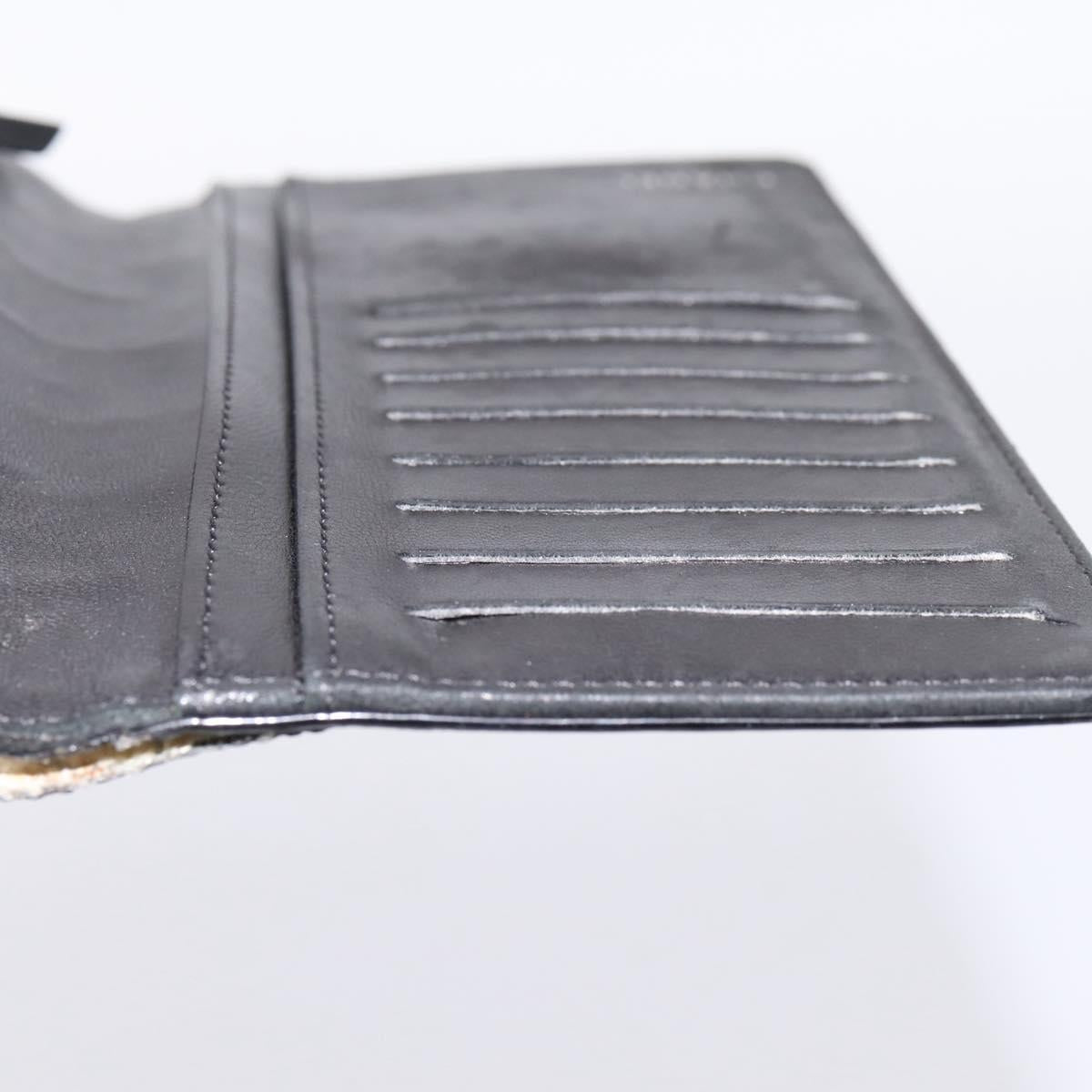 CHANEL Icon line Long Wallet Patent leather Black CC Auth 198760