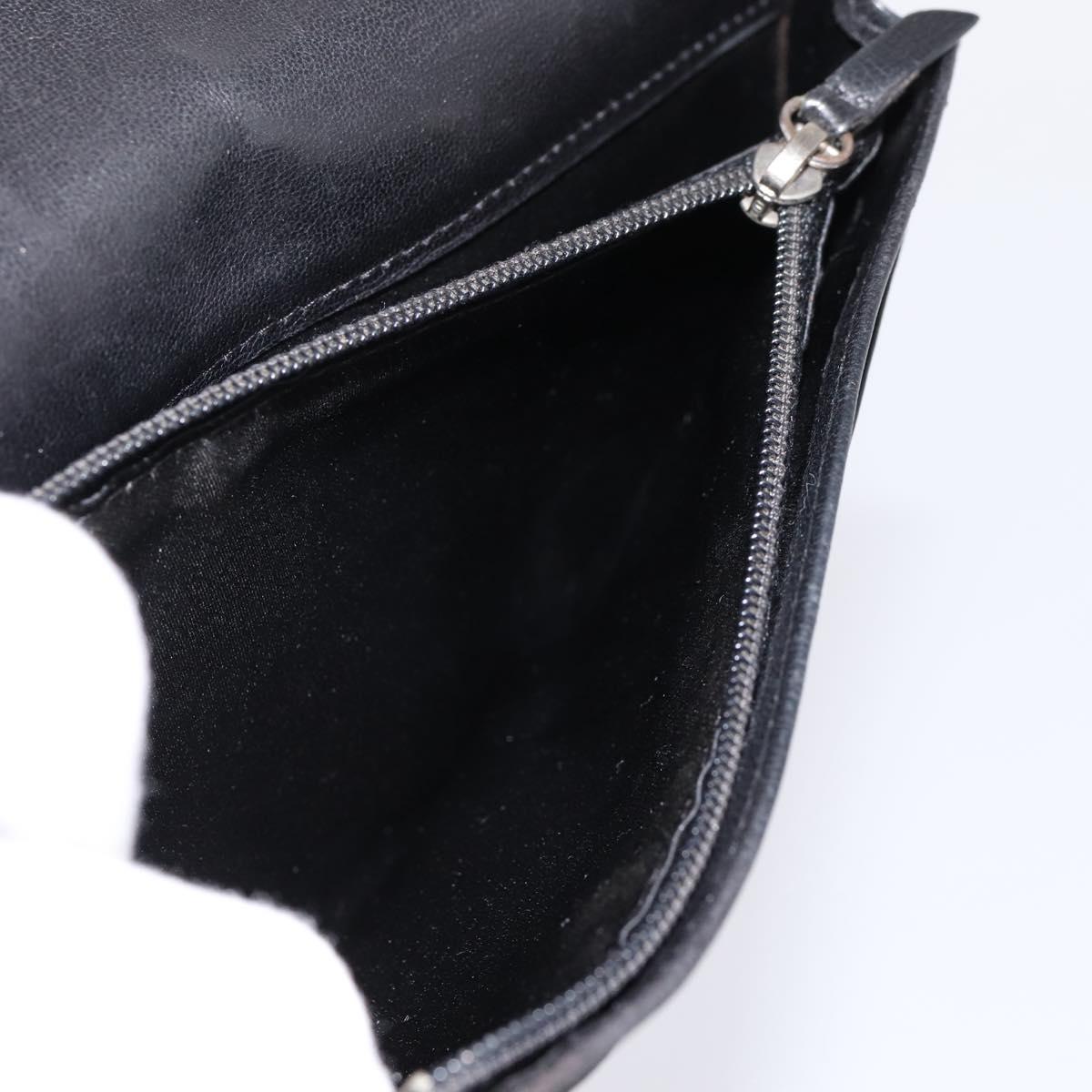 CHANEL Icon line Long Wallet Patent leather Black CC Auth 198760
