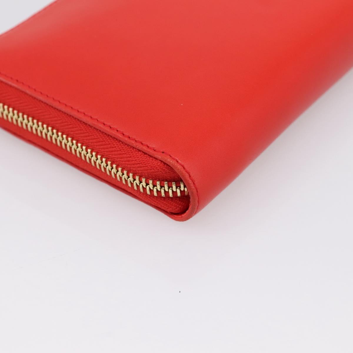 LOEWE Long Wallet Leather Red Gold Auth 198761M