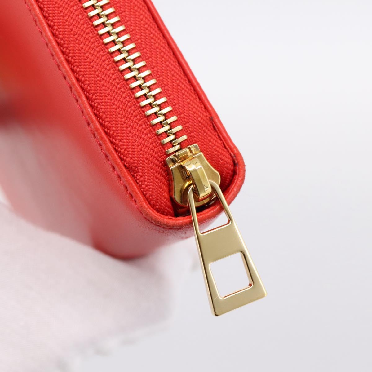 LOEWE Long Wallet Leather Red Gold Auth 198761M