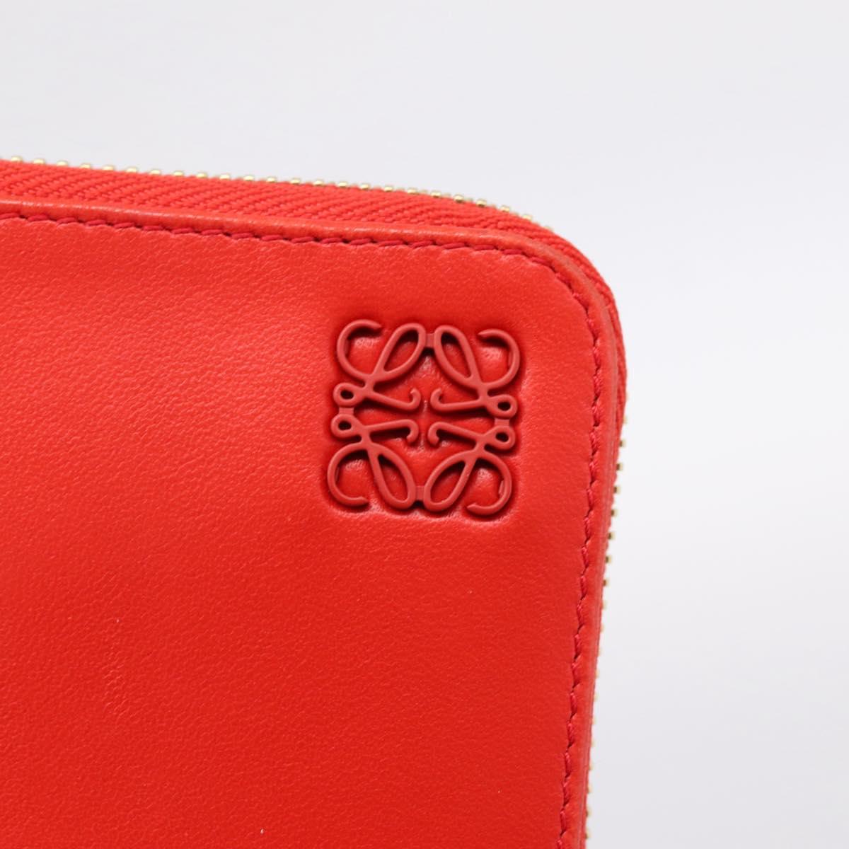 LOEWE Long Wallet Leather Red Gold Auth 198761M