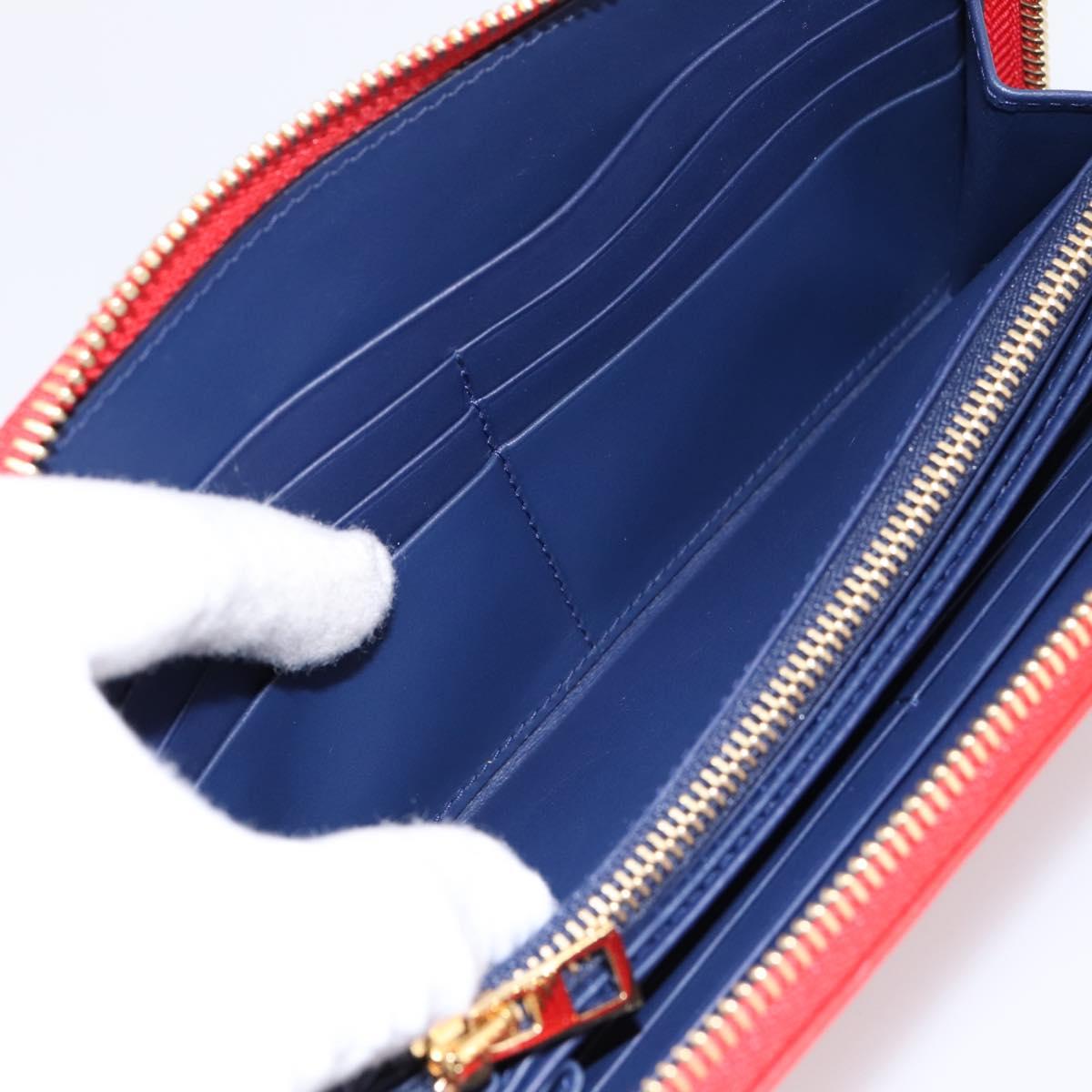 LOEWE Long Wallet Leather Red Gold Auth 198761M