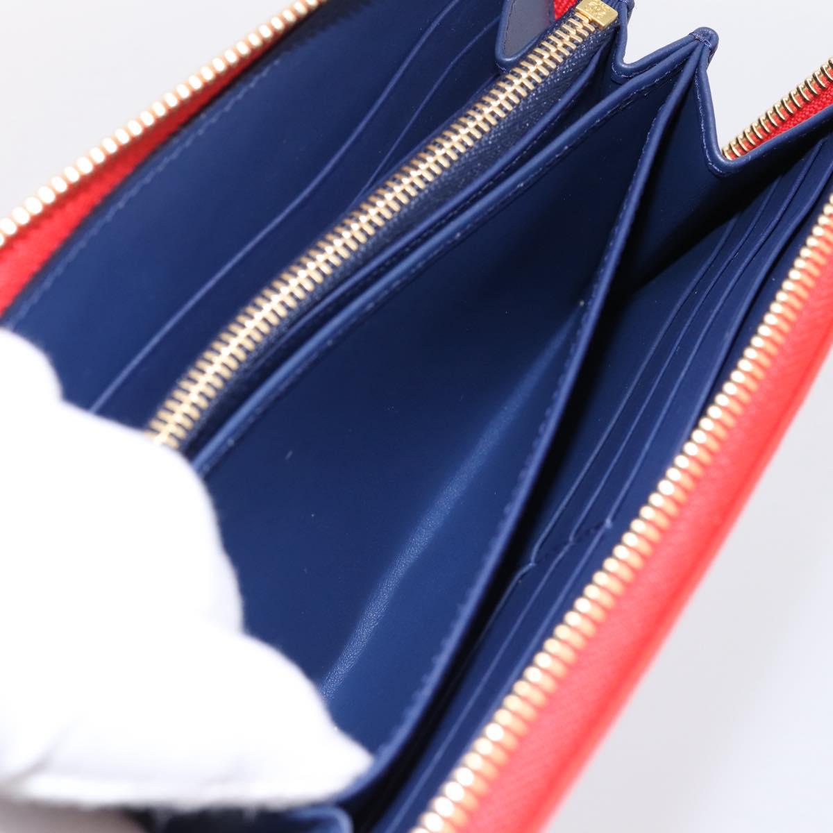 LOEWE Long Wallet Leather Red Gold Auth 198761M
