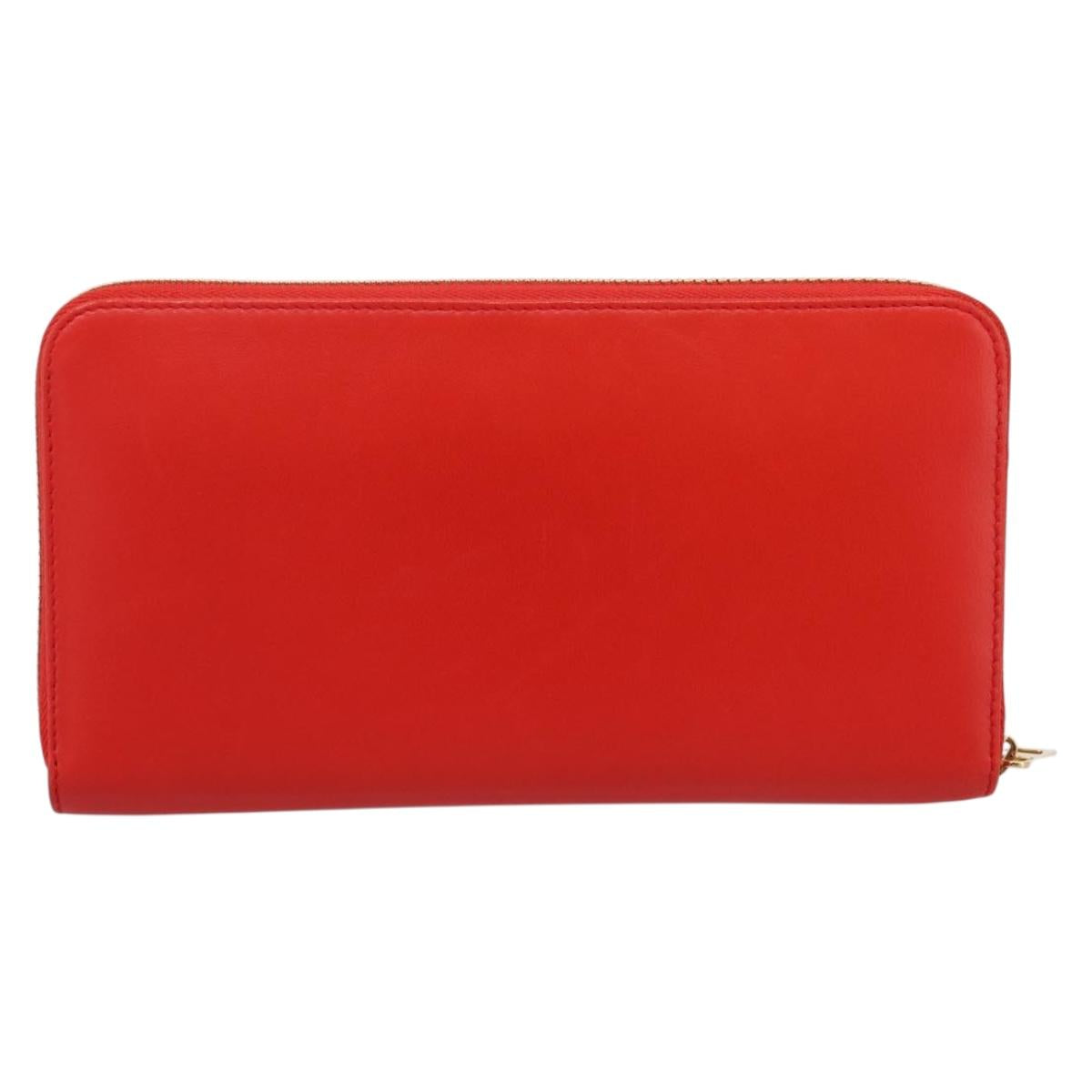 LOEWE Long Wallet Leather Red Gold Auth 198761M