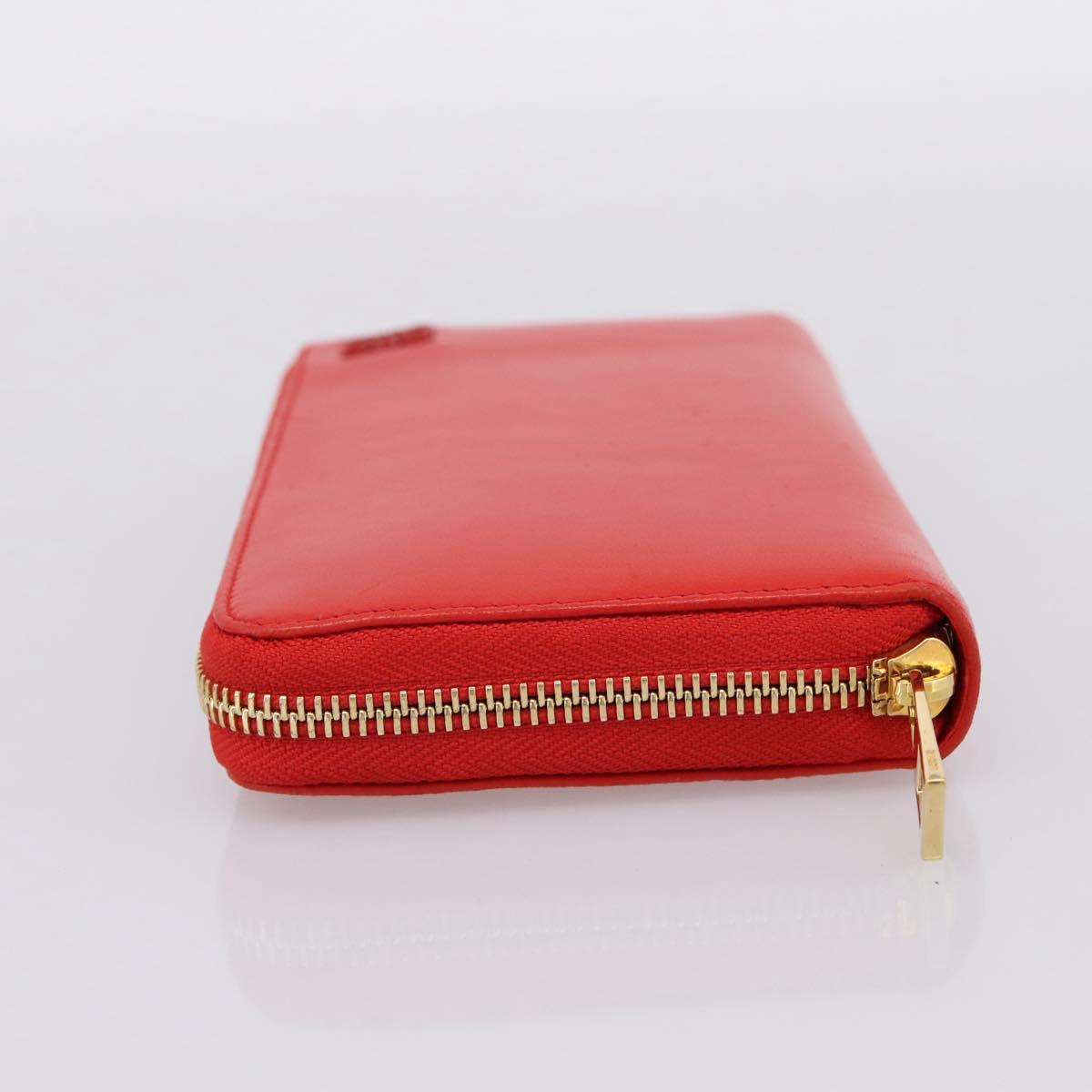 LOEWE Long Wallet Leather Red Gold Auth 198761M