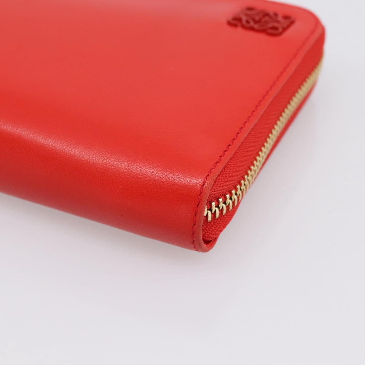 LOEWE Long Wallet Leather Red Gold Auth 198761M