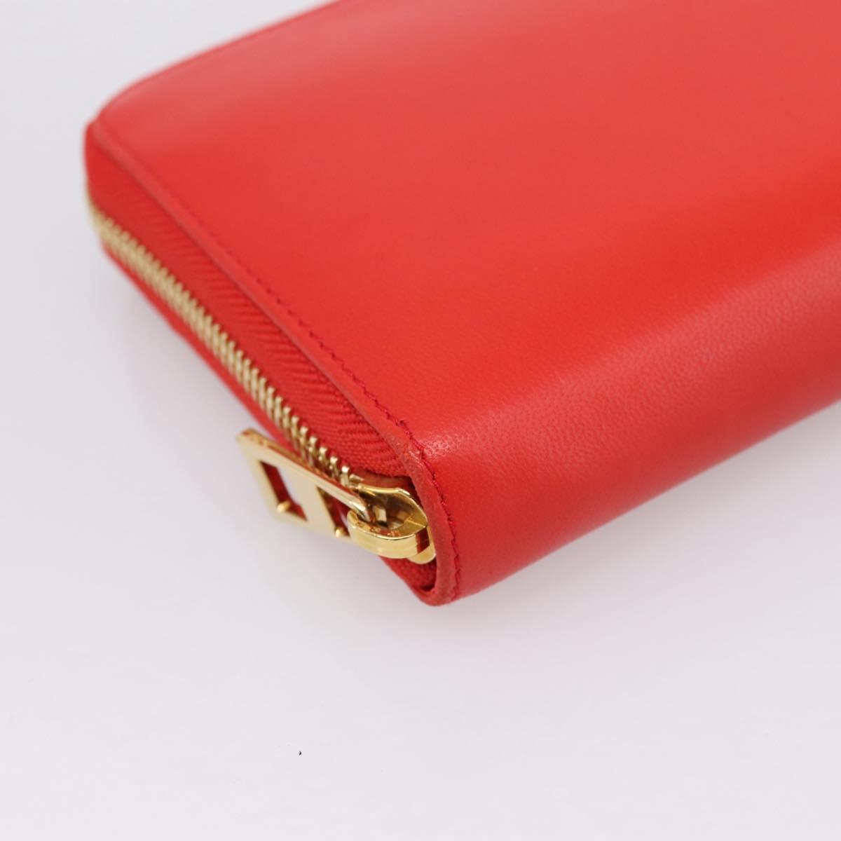 LOEWE Long Wallet Leather Red Gold Auth 198761M