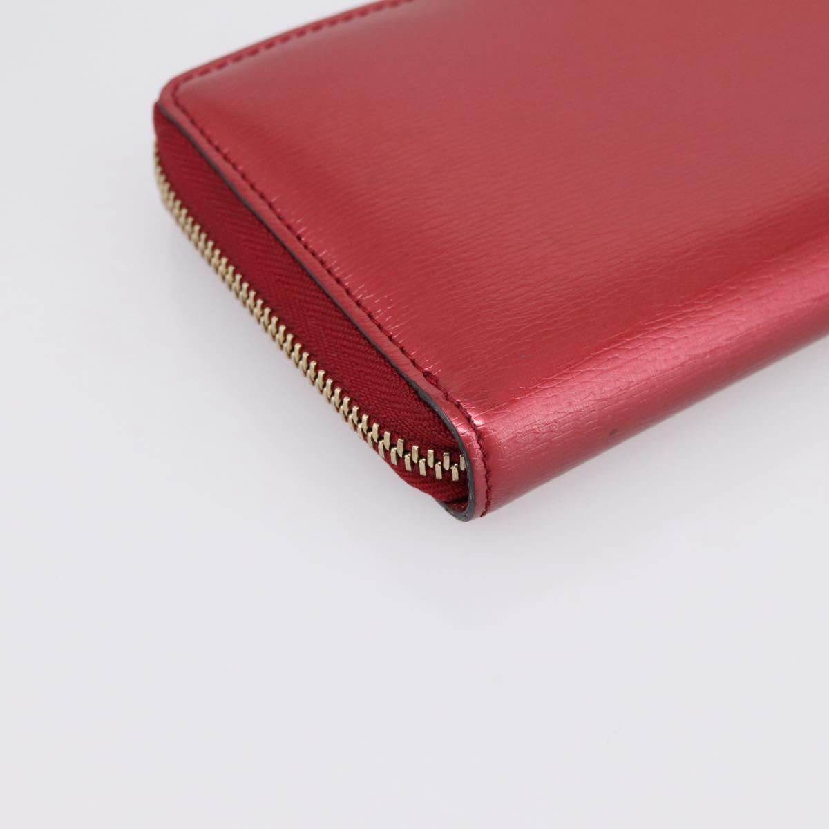 GUCCI Long Wallet Patent Leather Red Gold 308005 Auth 198762A