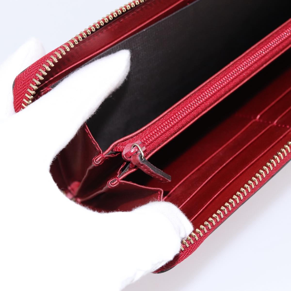 GUCCI Long Wallet Patent Leather Red Gold 308005 Auth 198762A