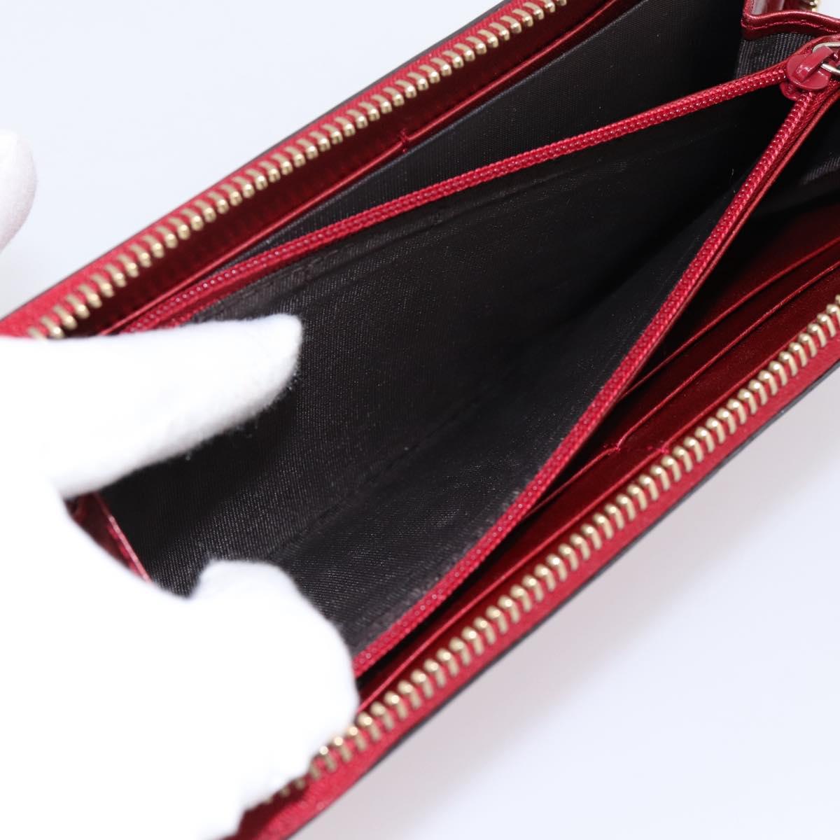 GUCCI Long Wallet Patent Leather Red Gold 308005 Auth 198762A