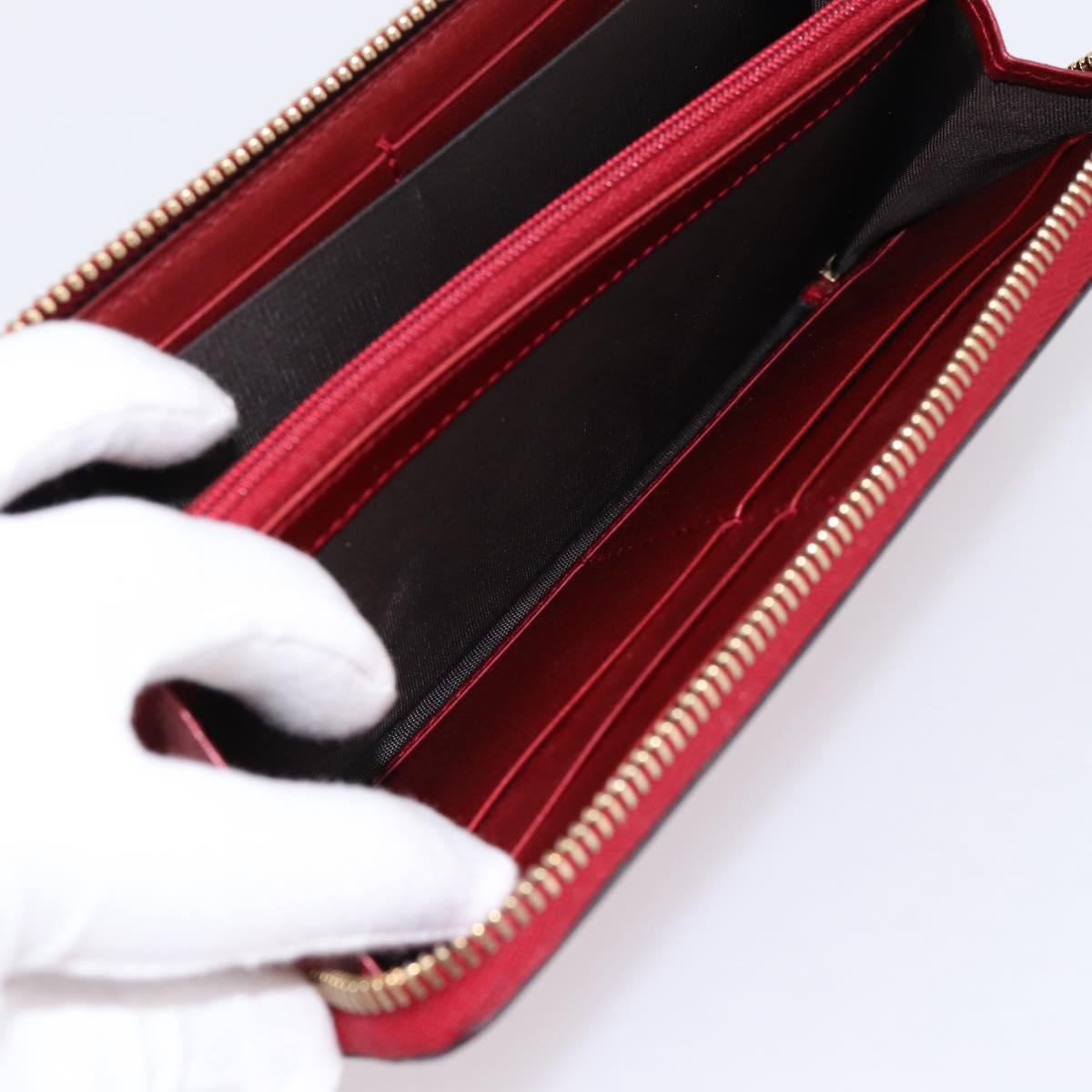 GUCCI Long Wallet Patent Leather Red Gold 308005 Auth 198762A