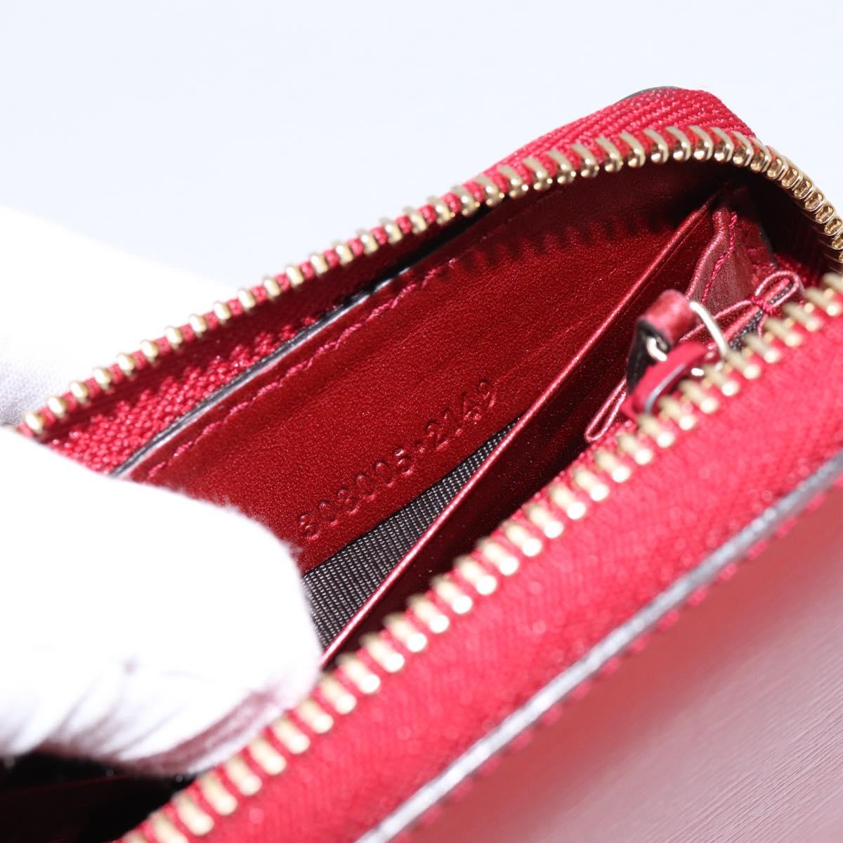 GUCCI Long Wallet Patent Leather Red Gold 308005 Auth 198762A
