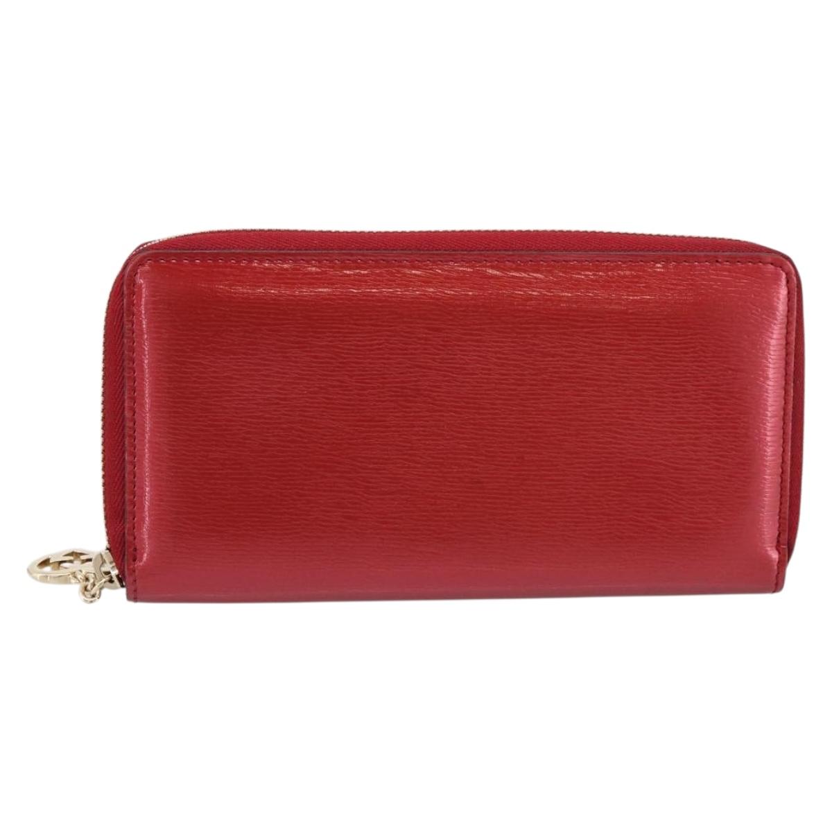 GUCCI Long Wallet Patent Leather Red Gold 308005 Auth 198762A