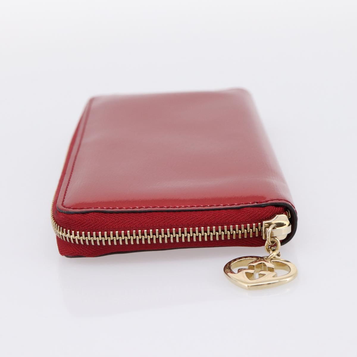GUCCI Long Wallet Patent Leather Red Gold 308005 Auth 198762A