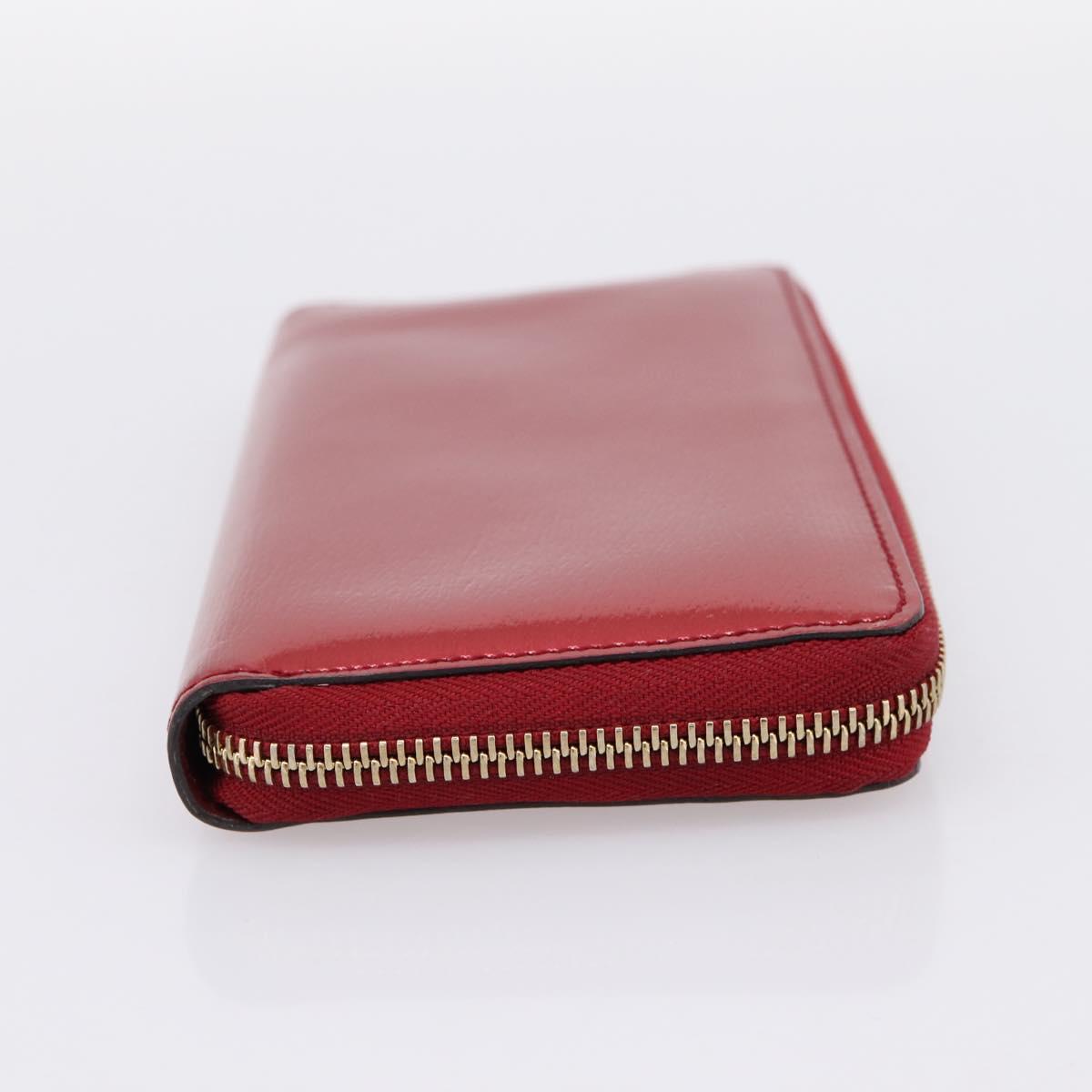 GUCCI Long Wallet Patent Leather Red Gold 308005 Auth 198762A