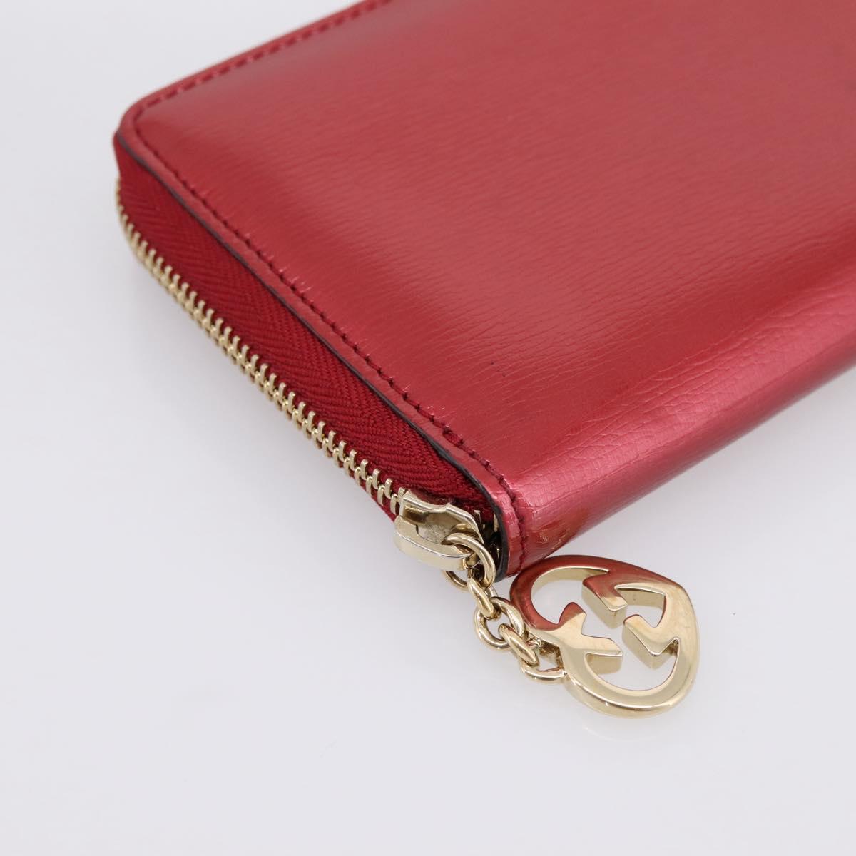 GUCCI Long Wallet Patent Leather Red Gold 308005 Auth 198762A