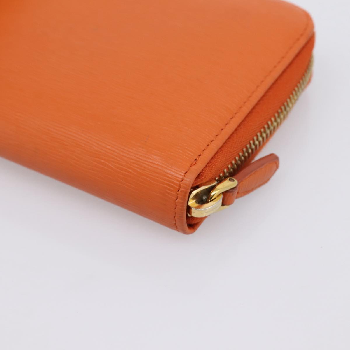 PRADA Long Wallet Leather Orange Gold Auth 198764A