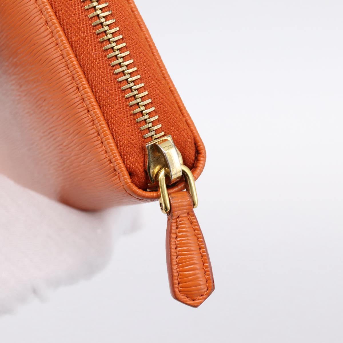 PRADA Long Wallet Leather Orange Gold Auth 198764A
