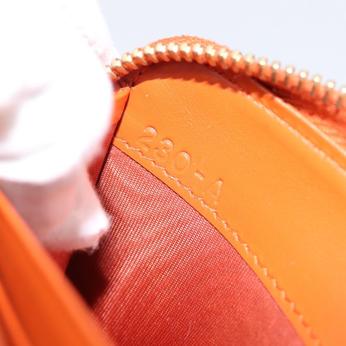 PRADA Long Wallet Leather Orange Gold Auth 198764A