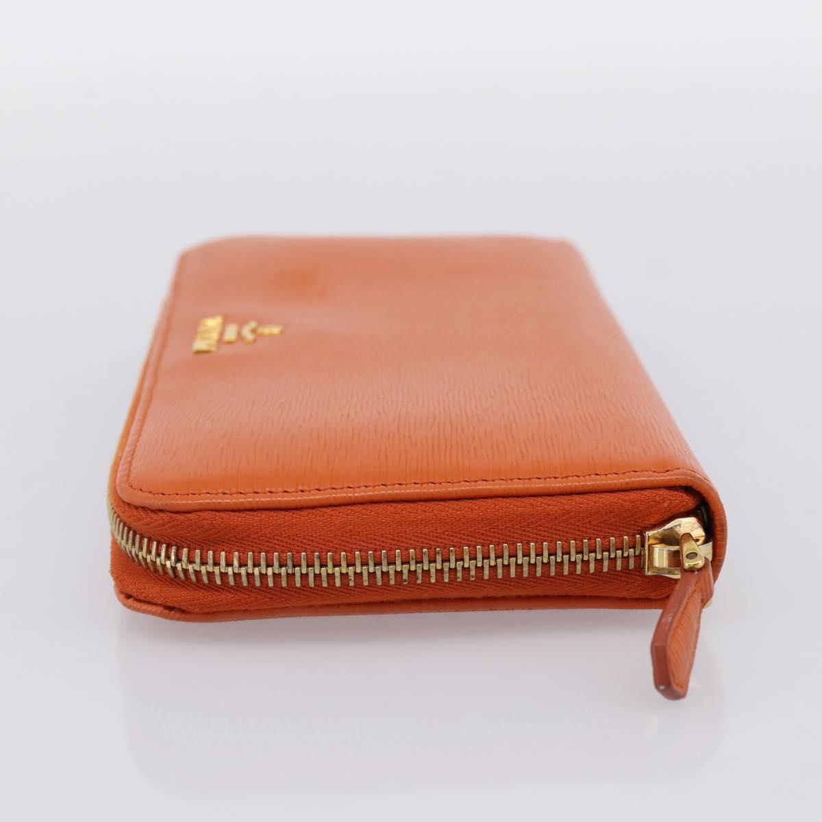 PRADA Long Wallet Leather Orange Gold Auth 198764A
