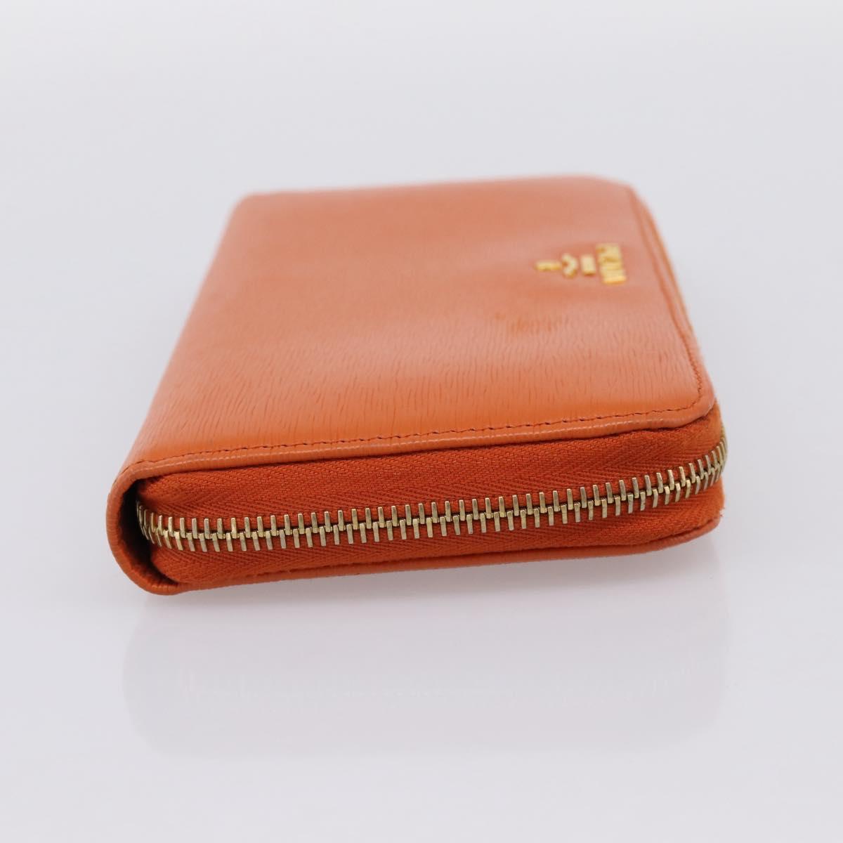 PRADA Long Wallet Leather Orange Gold Auth 198764A