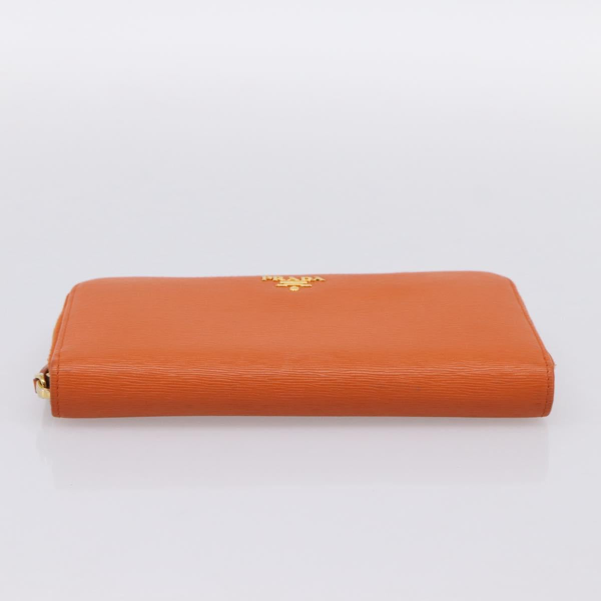 PRADA Long Wallet Leather Orange Gold Auth 198764A