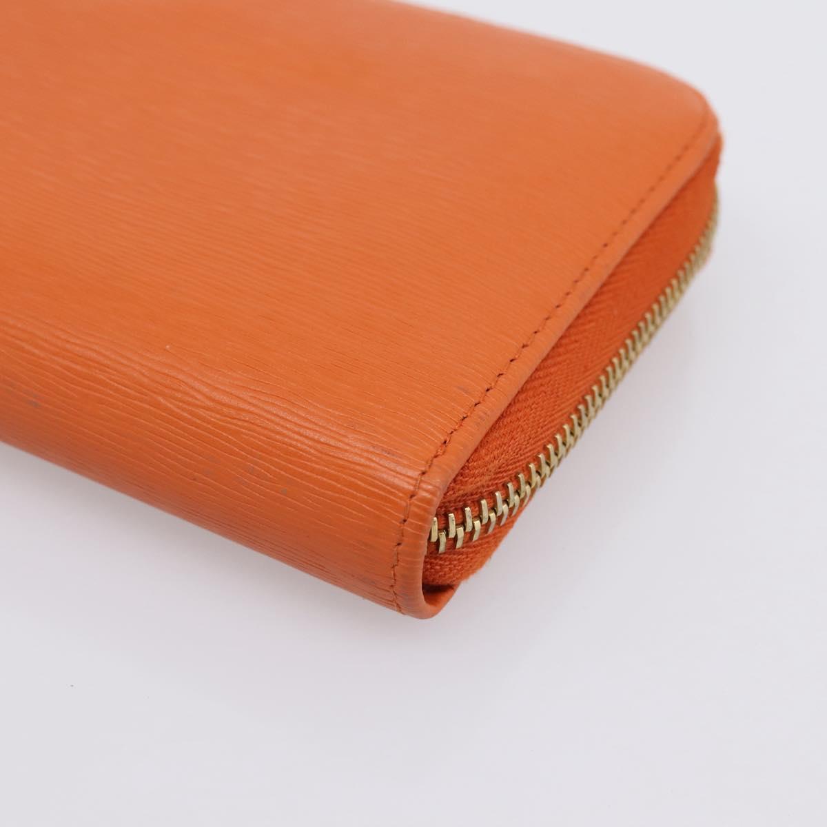 PRADA Long Wallet Leather Orange Gold Auth 198764A