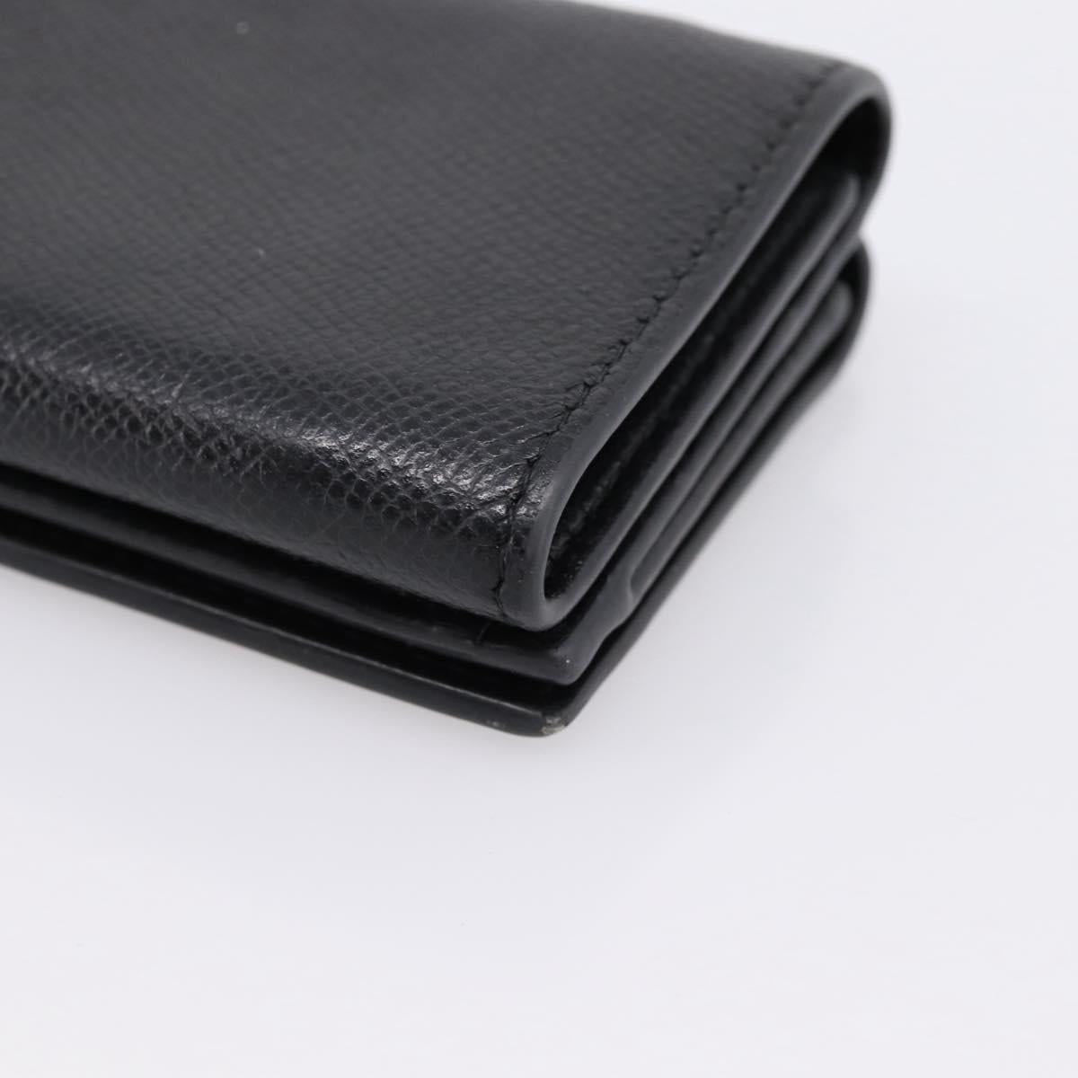 Christian Dior Compact Wallet Leather Black Gold Auth 198767A