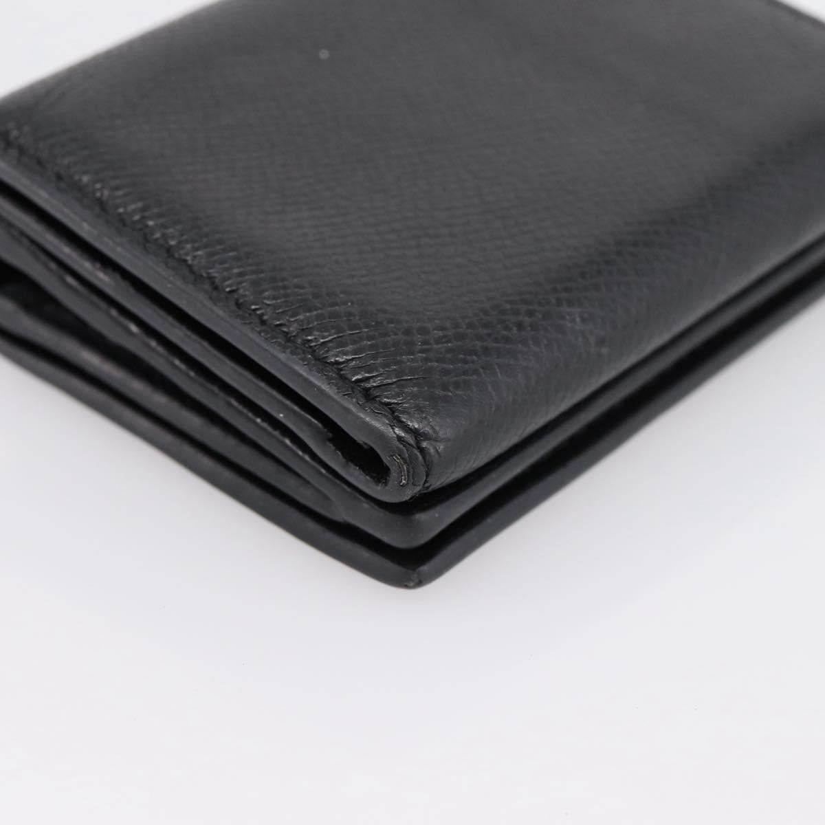 Christian Dior Compact Wallet Leather Black Gold Auth 198767A