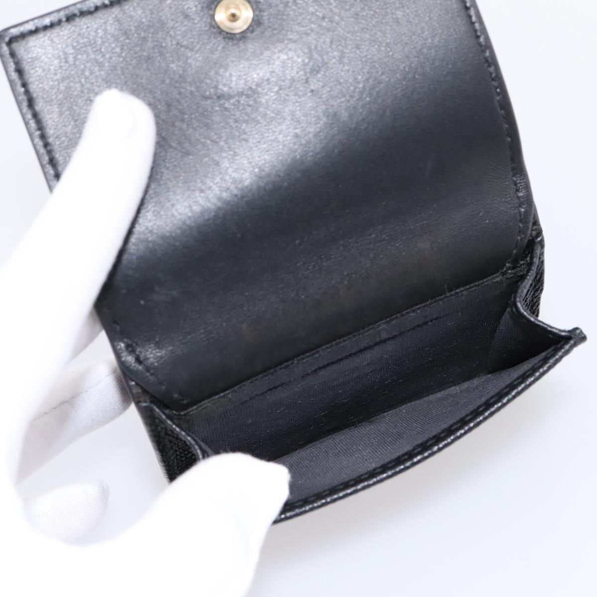Christian Dior Compact Wallet Leather Black Gold Auth 198767A