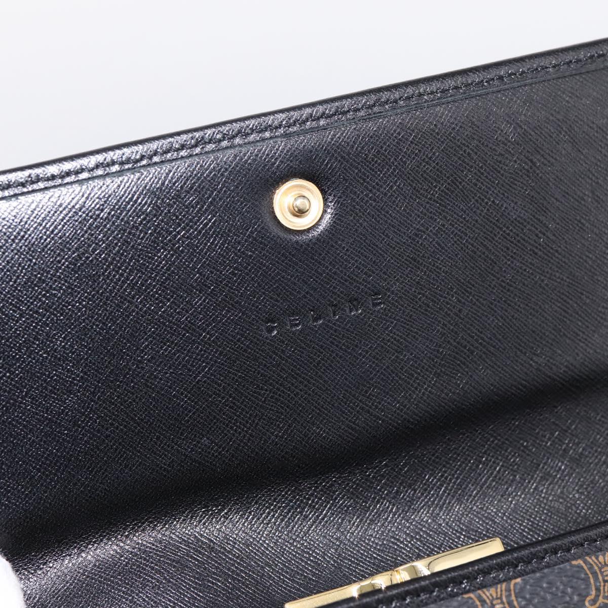 CELINE Macadam Canvas Long Wallet PVC Leather Gold Black Auth 198768V