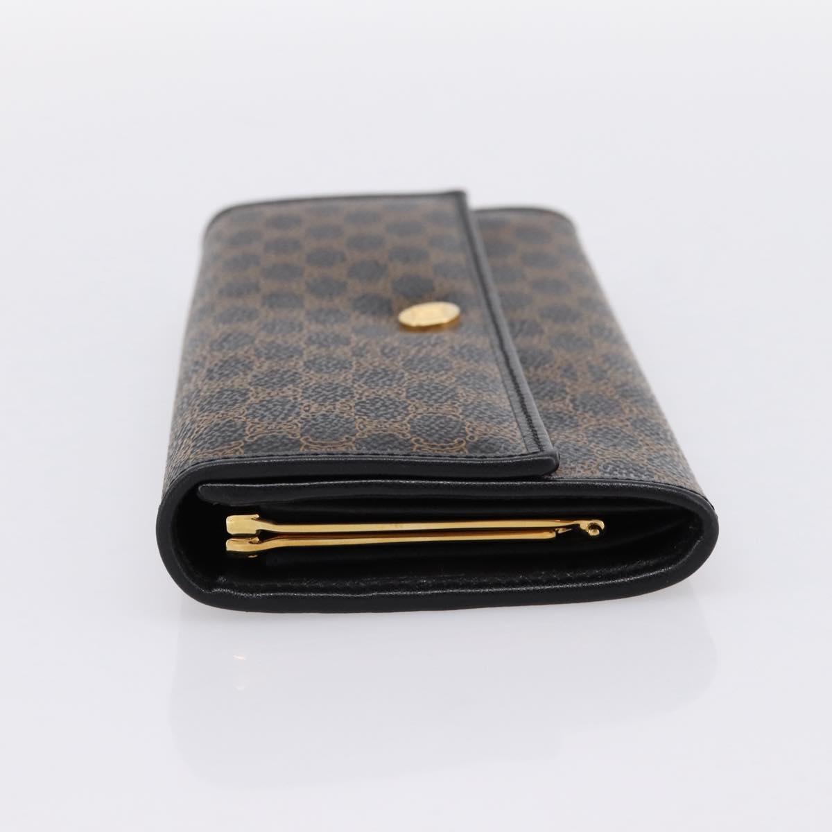 CELINE Macadam Canvas Long Wallet PVC Leather Gold Black Auth 198768V