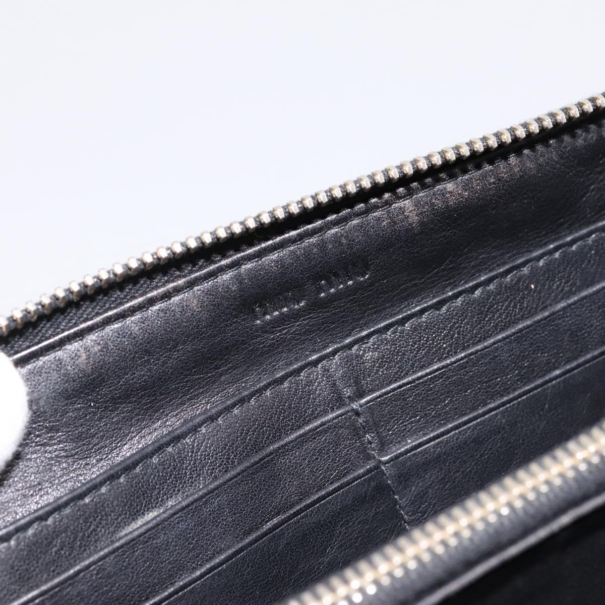 Miu Miu Long Wallet Leather Black Gold Silver Auth 198773A