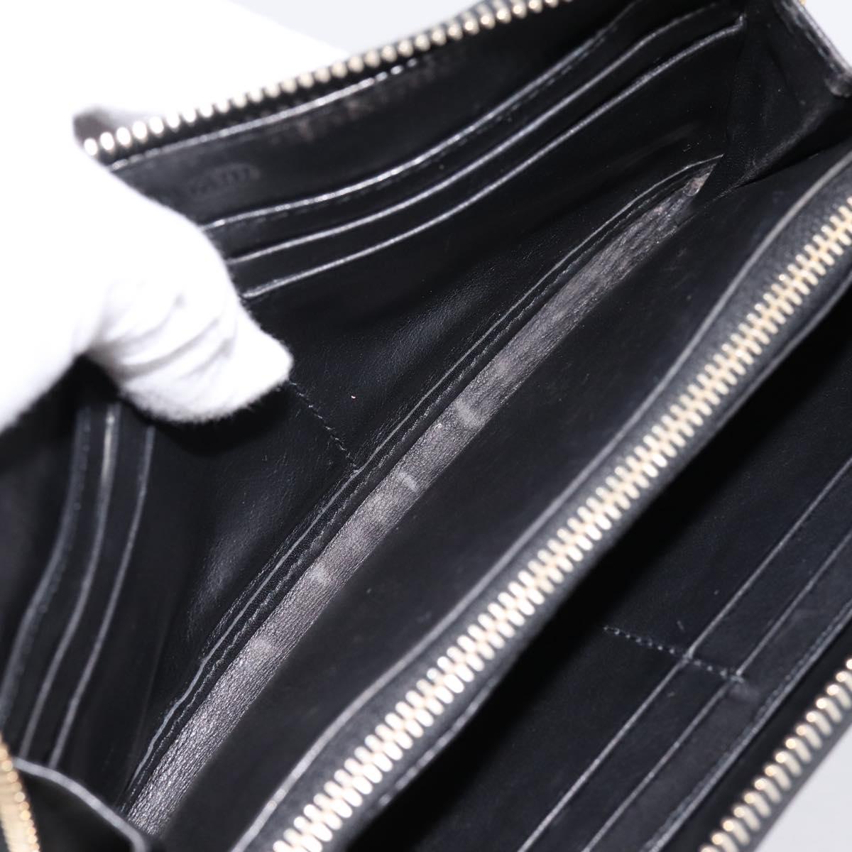 Miu Miu Long Wallet Leather Black Gold Silver Auth 198773A